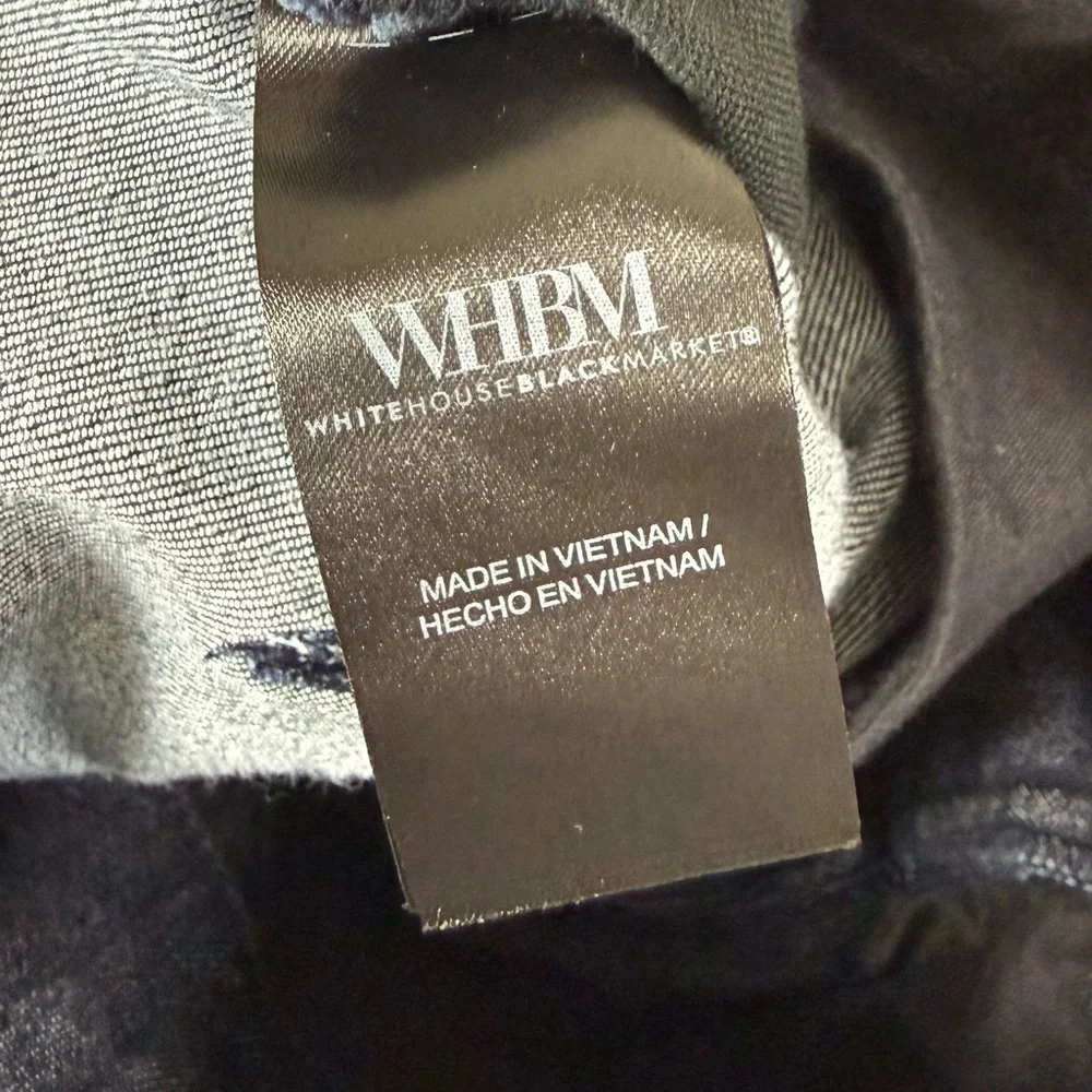 White House Black Market Wide Leg Jeans High Rise Trouser 12P Velvet Trim NWT
